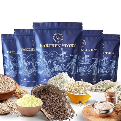 Earthen Story Flour or Atta Combo Pack of 5 Grains - Jowar, Bajra, Ragi ...