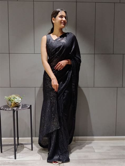 Ready to wear Georgette Saree with Heavy Sequence Work - Clo