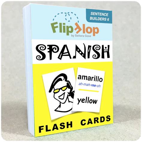 Flip Flop Spanish Flash Cards: Amarillo – Flip Flop Spanish & Spanish ...