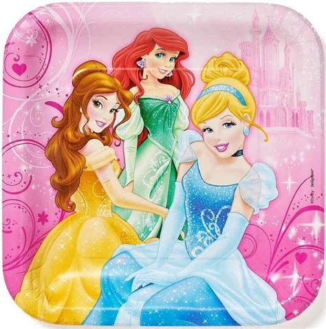 Disney Princess Sparkle & Shine Birthday Party 9" Square Dinner Plates ...