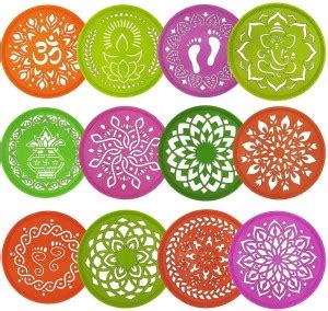 Jayshri handicrafts 6*6 Inch 12 Round Design Ready to Draw Rangoli ...