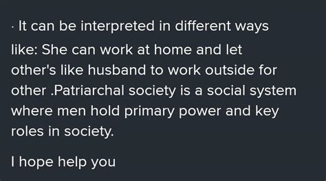 4. How is a woman's role as a homemaker interpreted in a patriarchal ...