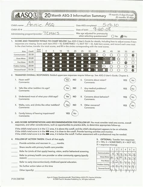 Asq Printable Forms Bright Futures 15 Month - Printable Forms Free Online