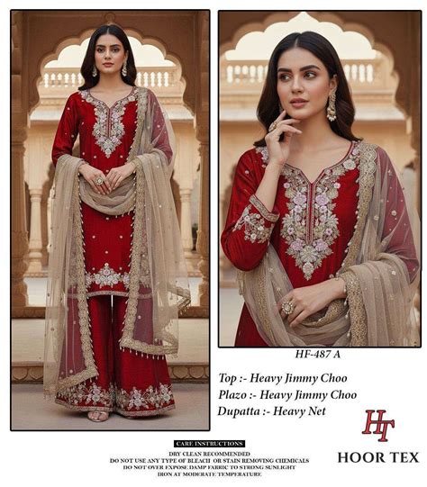 HOOR TEX DESIGN NO - HF 487 HEAVY JIMMY CHOO READYMADE PAKISTANI SUIT ...