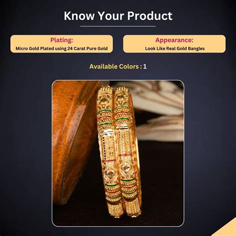 Micro Gold Plated Traditional Engraved Bangles with Stones- Sasitrends