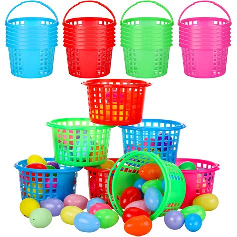 Karenhi 24 Pcs 8 Inch Large Plastic Easter Baskets Bulk with Handles ...