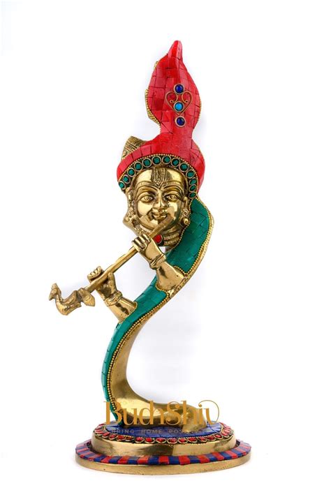 Buy Lord Krishna Brass Idol - Modern Design - Ideal Showpiece - 13.5 ...