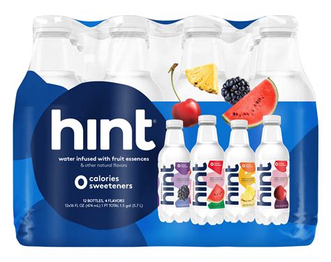 Hint Water Variety Pack Pineapple, Watermelon, Blackberry, and Cherry ...