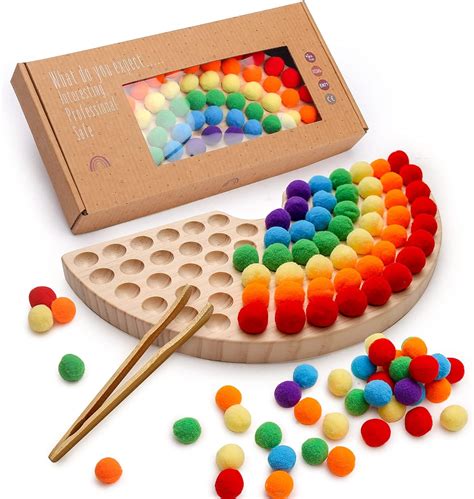 Buy Wooden Peg Board Beads Game Rainbow Clip Bead Puzzle Montessori ...