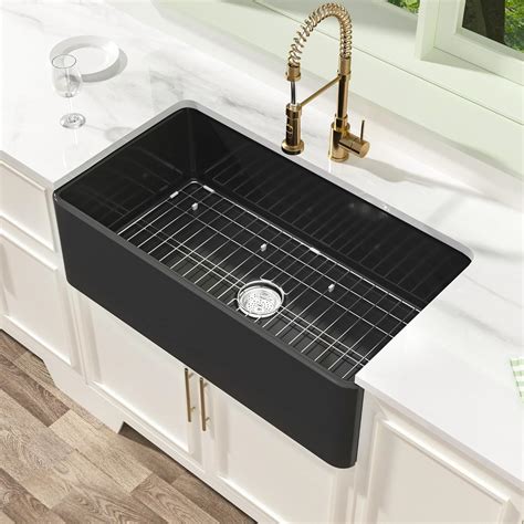 Miuara Black Farmhouse Sink 33 Inch x 18 Inch Black Farm Sink Apron ...