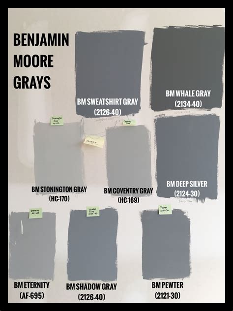 Explore a Spectrum of Gray Paint Swatches by Benjamin Moore