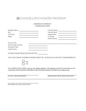 Fillable Online honors utk Honors By Contract Completion Form Fax Email ...