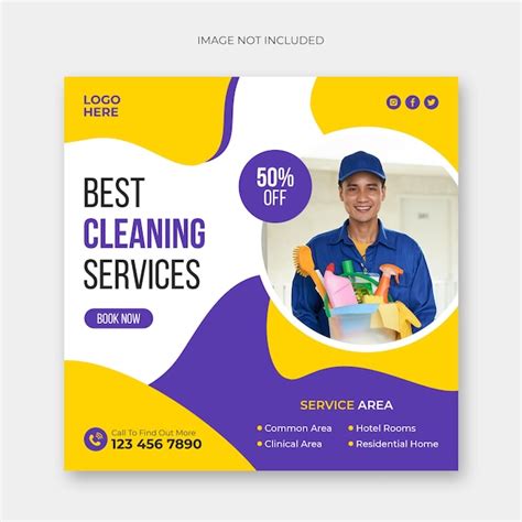 Cleaning service social media post banner template | Premium PSD