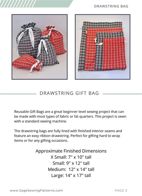 Image result for Drawstring Bag Sewing Pattern