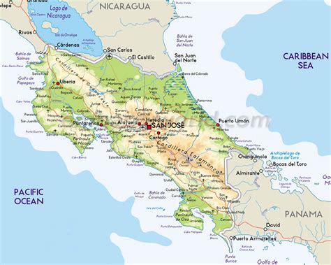 Map of Costa Rica Central America