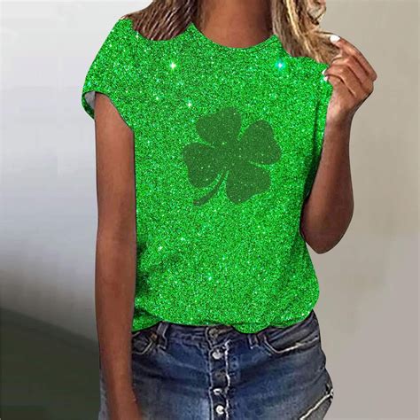 VgaVtl Graphic Womens Plus Size Tee Shirts St. Paddy's Day Sequin Short ...