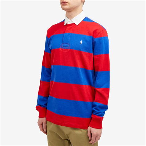 Polo Ralph Lauren Stripe Rugby Shirt Red & Rugby Royal | END. (GB)
