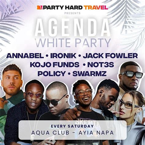 Agenda White party in Aqua CLub, Aqua Club in Pambos Napa Rocks, Αγία ...