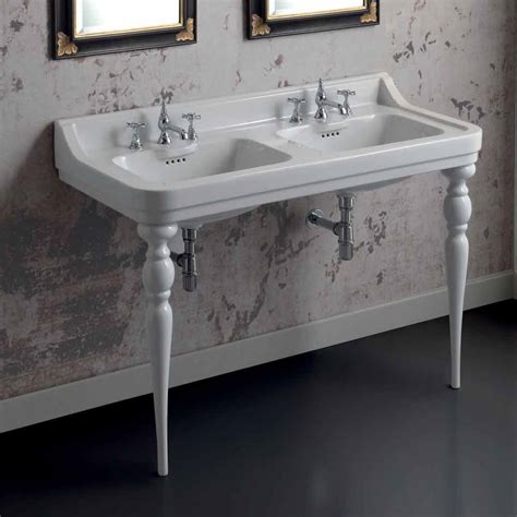 Classic Italian design console washbasin with double sink, Swami