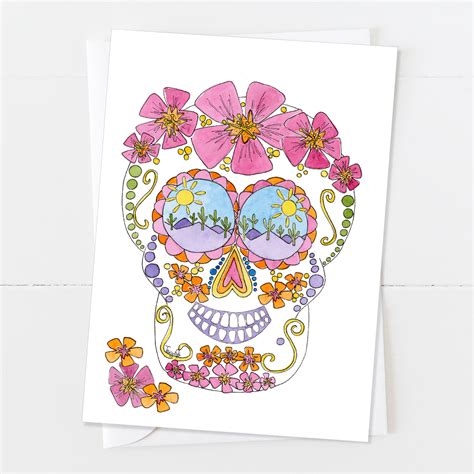 Sunset Eyes Skull | Day of the Dead Card - Zinnia Sky Studio