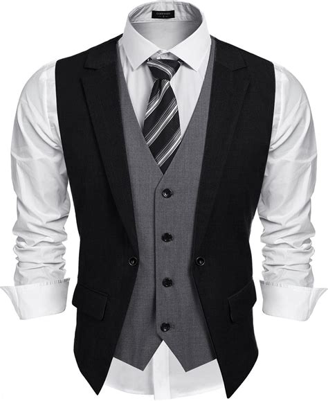 Coofandy Mens Formal Fashion Layered Vest Waistcoat Dress Suit Vests ...