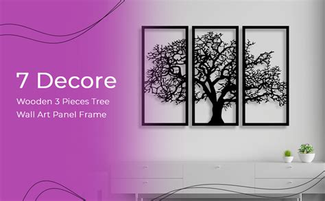7Decore; Wooden 3 Pieces Tree Wall Art Panel Frame | Wall Hanging ...