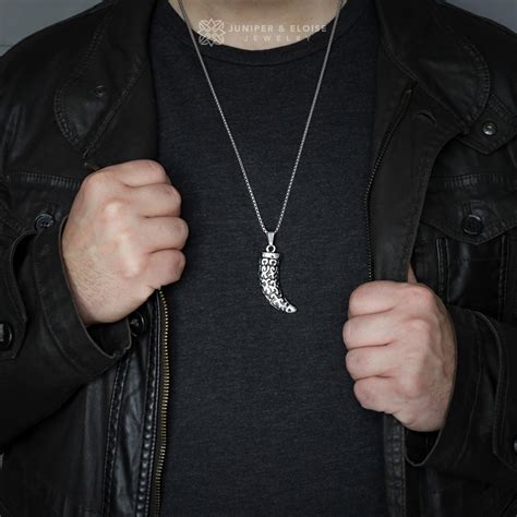 Steel Horn Pendant Necklace For Men