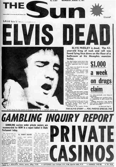The newspapers the day Elvis died - 23 | Fãs, Famosos, Clube