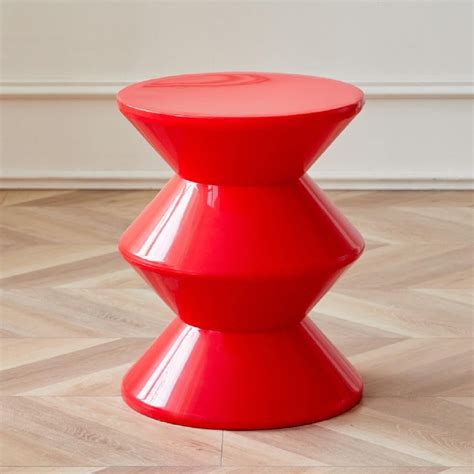 Modern Round End Table, Bedroom Creative Red Sofa Side Table Small ...