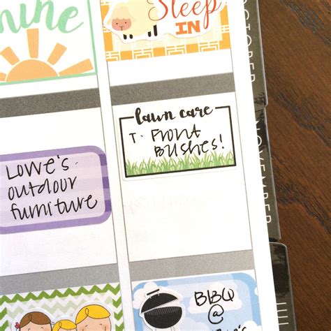 Lawn Care Boxes - Yard Work Stickers - Cut Grass Planner Stickers - Mow ...