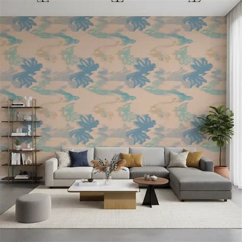 Aqua Drift Abstract Wallpaper – Soft Blue Flow Style
