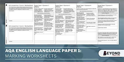 AQA English Language Paper 1 Marking Worksheets