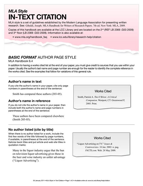 Sample Text Citation Mla | Templates at allbusinesstemplates.com