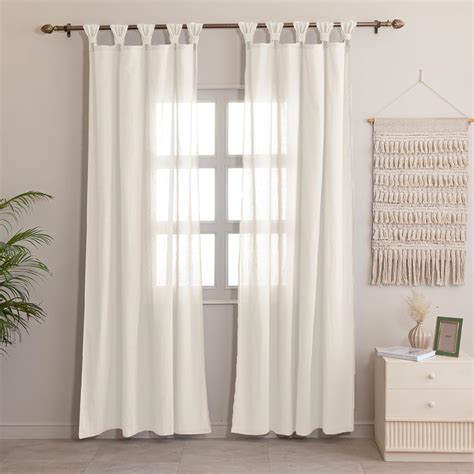 Buy HOMEMONDE Cotton Sheer Curtains 6 Feet Long Pack of 2 - Twist Tab ...