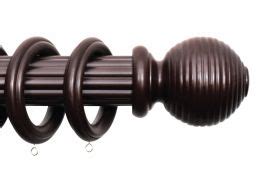 Wooden Rod 50mm Ribbed Ball Walnut