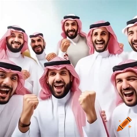 Saudi arabian men celebrating national day with traditional attire on ...