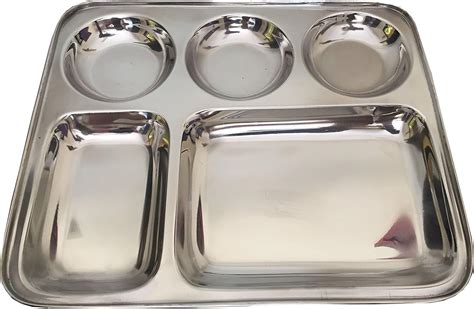 Shradha Trading Stainless Steel Rectangular Thali with Partition India ...