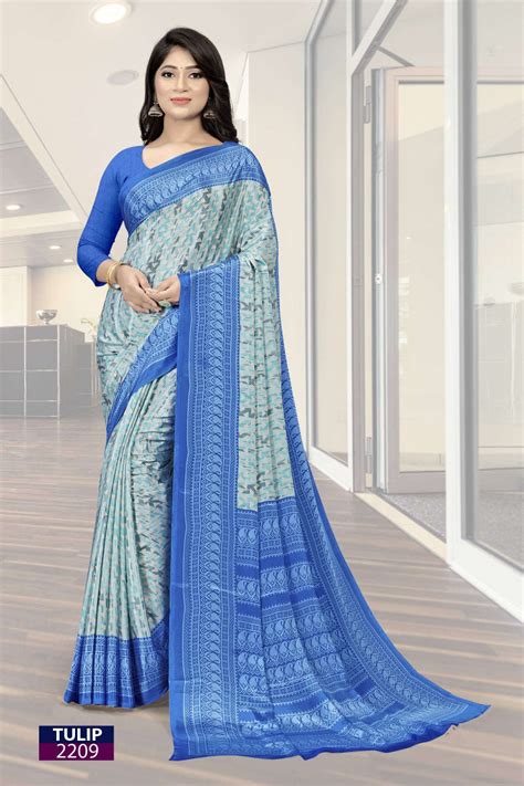 Tulip Bansi Fashion Crape Uniform Sarees – Kavya Style Plus