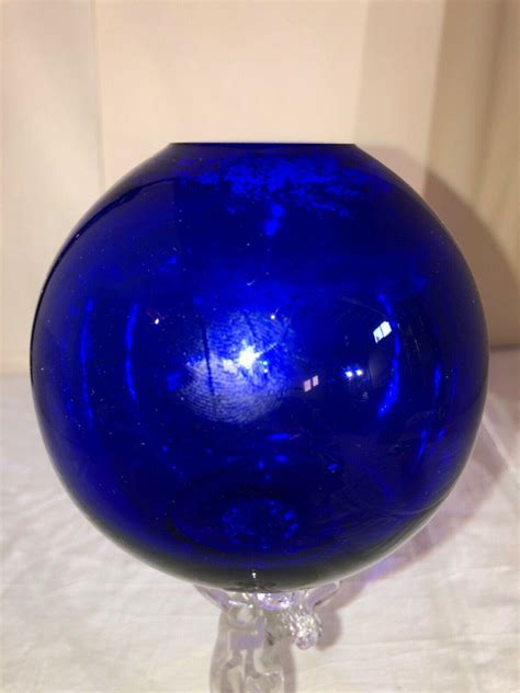 Cambridge Elegant Glass Stem Nude Ivy Ball-Rare Cobalt Blue-1930's-Cambridge OH | #3377043243
