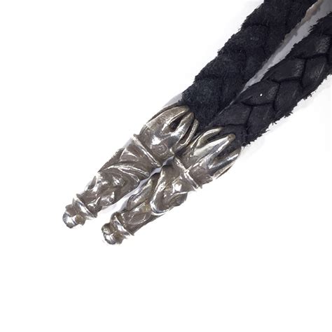 CHROME HEARTS クロムハーツ ネックレス レザーブレイド スクロールチップ LEATHER BRAID SCROLL TIPS 約 ...