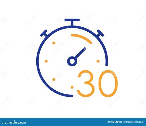 Timer 30 Minutes Line Icon. Stopwatch Time Sign. Vector Stock ...
