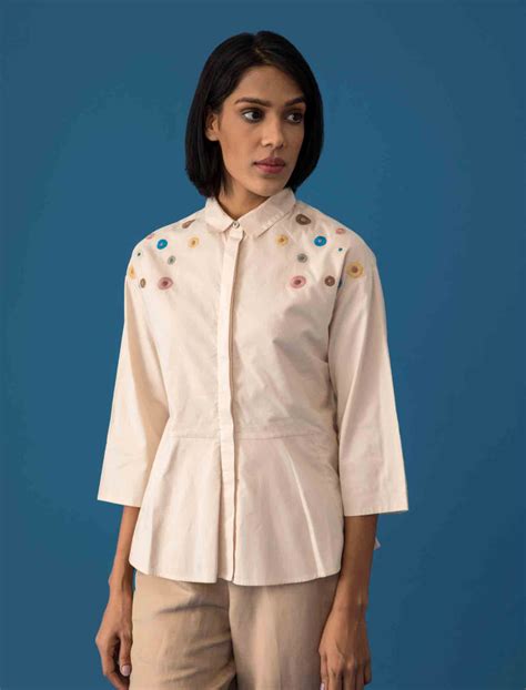 Shop Shunya Embroidered Peplum Top | latest tops by Ancestry