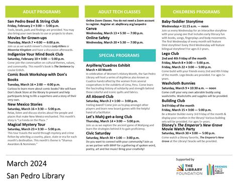 Step into a month filled with excitement at San Pedro Library! (City of ...