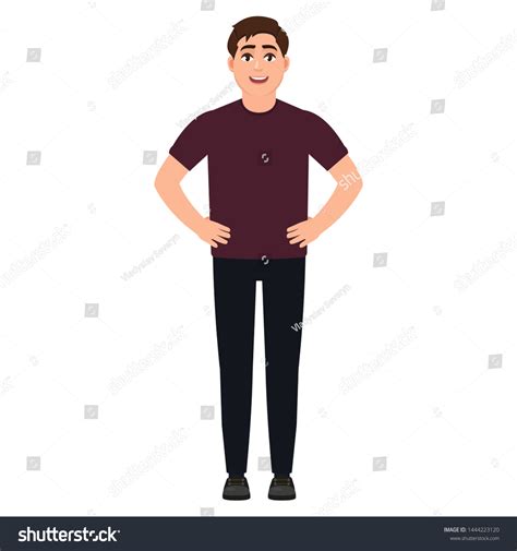 Cartoon Man Standing With Hands On Hips