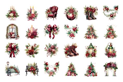 75 PNG Christmas Blooms Clipart, Adorable Xmas Santa, Elves, Puppies, Gifts, Trees, Lights ...