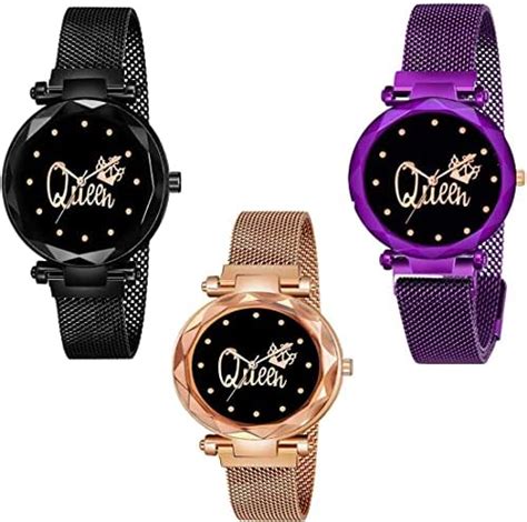 GOLDENIZE FASHION Rectangular Dial Analogue Multicolor Dial Rubber ...