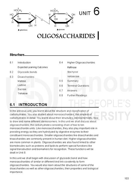 Oligosaccharides - ####### 103 OLIGOSACCHARIDES UNIT 6 Structure ...