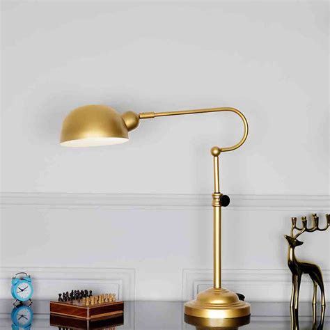 BORGILLIO Antique Brass Finish Metal Study Table Lamp – KAPOOR-E ...