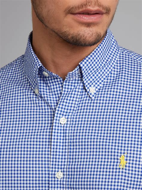 Polo ralph lauren Slim Fit Gingham Check Shirt in Blue for Men (Royal ...