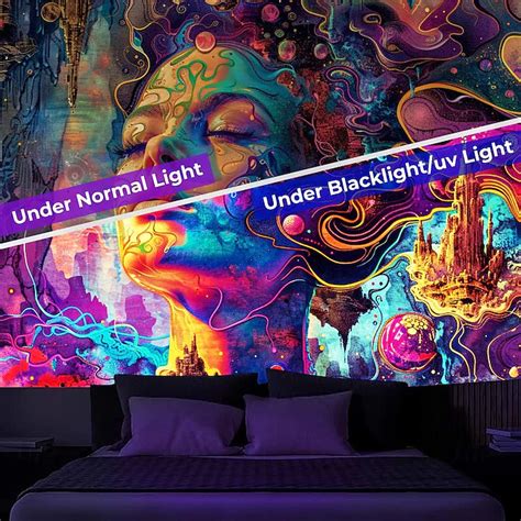 Tapisserie à lumière noire réactive aux UV qui brille dans le noir ...